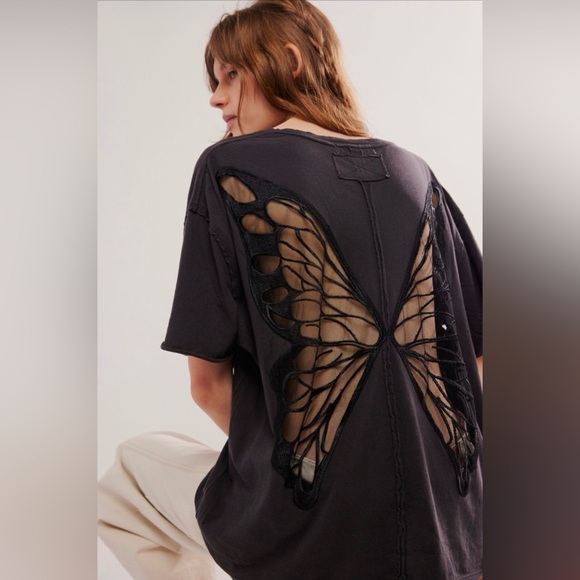 Tricia Fix Tops - Tricia Fix Butterfly Back T-Shirt Tee in Black Large L